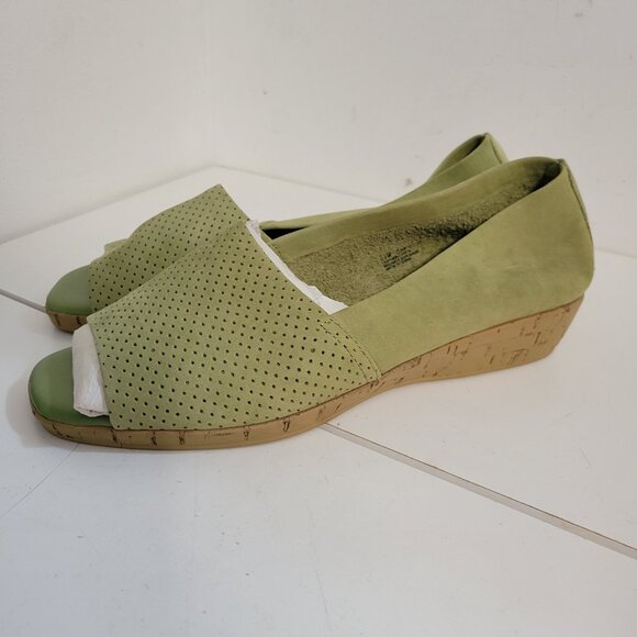 Vintage Summer Green Wedge Sandal -Open Toe /Low Heel - Picture 3 of 4